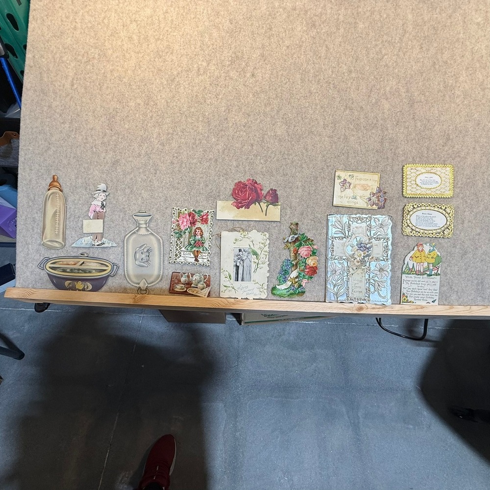 Vintage Victorian Die Cut Paper Ephemera Lot Greeting Cards Easter Valentine